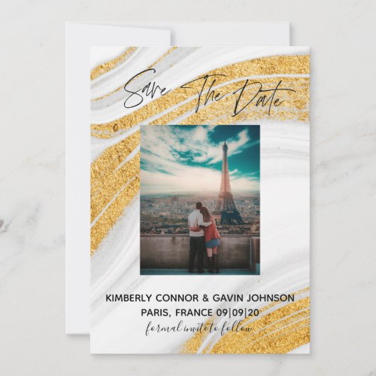 セーブザデート |白、灰色、金ゴールドのアゲード (正面)