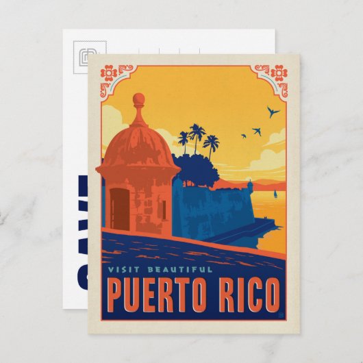 セーブザデート | 美しいプエルトリコを訪れる 案内ポストカード (正面/裏面)