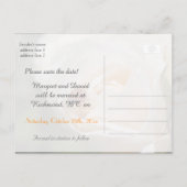 セーブザデート.美しい白いバラの花 案内ポストカード (裏面)