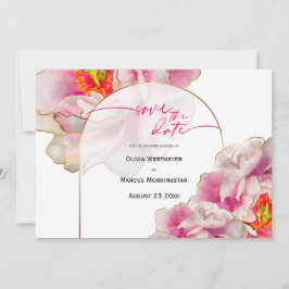 セーブザデート |美はっきりしたしい緋色の牡丹のインビ 招待状