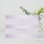 セーブザデート |薄紫きらめくストライプモノグラム (スタンド正面)