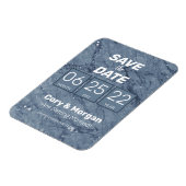 セーブザデート |青と白の大理石ルックマグネット マグネット (左側)