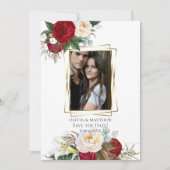 セーブザデート | Burgundy Peonyフローラの花束 招待状 (正面)