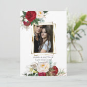 セーブザデート | Burgundy Peonyフローラの花束 招待状 (スタンド正面)