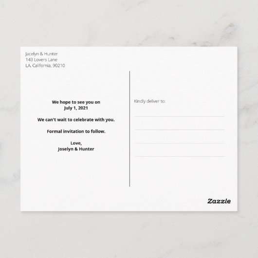 セーブザデート | Instagramソーシャルメディアユニークおもしろい ポストカード (裏面)