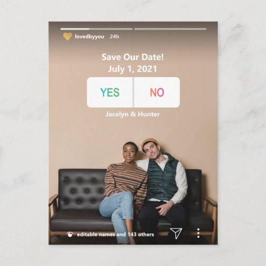 セーブザデート | Instagramソーシャルメディアユニークおもしろい ポストカード (正面)