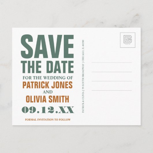 セーブザデート | San Francisco, CA – はがき行 案内ポストカード (裏面)