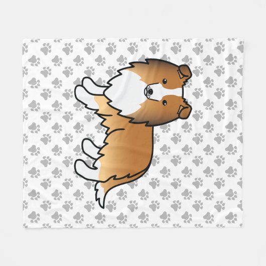 セーブルシェットランドシェプドッグシェットランド・ シープドッグ漫画の犬 フリースブランケット (正面(横))