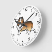 セーブルシェットランドシェプドッグシェットランド・ シープドッグ漫画の犬 ラウンド壁時計 (傾斜)