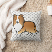 セーブルシェットランドシェプドッグ漫画の犬と手 クッション (ブランケット)