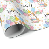 セーブルホワイトチベットテリアドッグ誕生日 ラッピングペーパー (ロールコーナー)