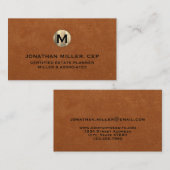 セーブルミニマルレザー金ゴールドイニシャル名刺 名刺 (正面/裏面)