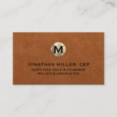 セーブルミニマルレザー金ゴールドイニシャル名刺 名刺 (正面)