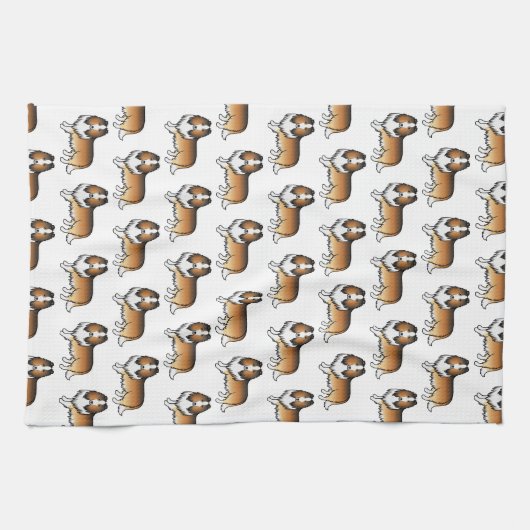 セーブルラフなコリーかわいい漫画の犬のパターン キッチンタオル (横)
