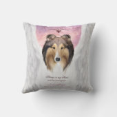 セーブルラフなコリーエンジェルドッグ天国 – ペット記念碑 クッション (裏面)