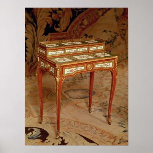 セーブル磁器のパネルを持つ女性の机 ポスター (正面)