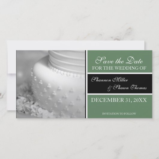 セーブ・ザ・デート案内のフォトカード{緑} セーブザデート (正面)