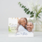 セーブ・ザ・デート案内カスタム写真QRコード ポストカード (スタンド正面)