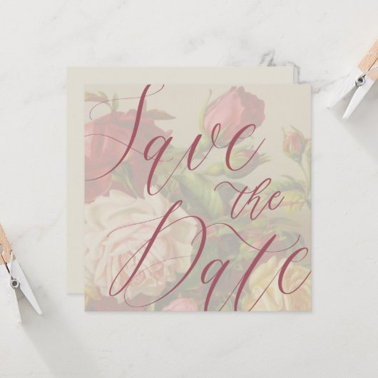 セーブ・ザ・デート案内カードと封筒 (正面/裏面インサイチュ)