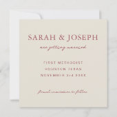 セーブ・ザ・デート案内カードと封筒 (裏面)