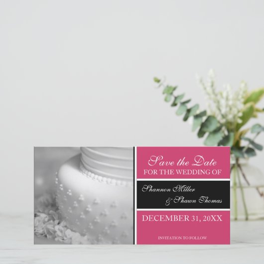 セーブ・ザ・デート案内フォトカード{Pink} セーブザデート (スタンド正面)