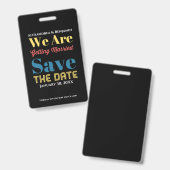 セーブ・ザ・デート案内モダンカード バッジ (正面＆裏面)