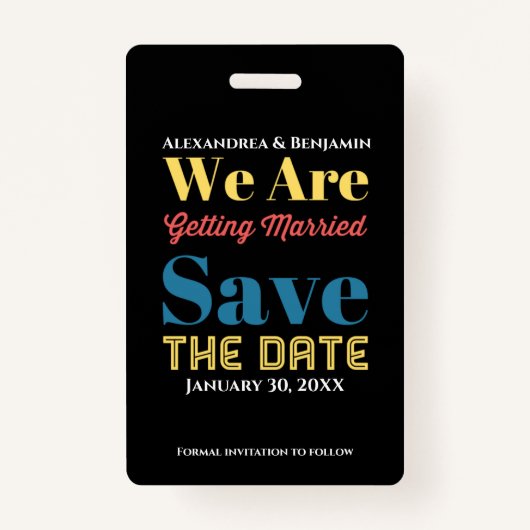 セーブ・ザ・デート案内モダンカード バッジ (正面)