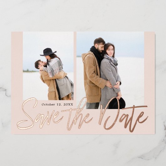 セーブ・ザ・デート案内実在フォイル見出し 箔招待状 (正面)