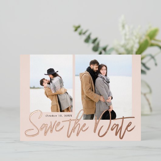 セーブ・ザ・デート案内実在フォイル見出し 箔招待状 (立ち正面)