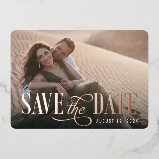 セーブ・ザ・デート案内実在フォイル見出し 箔招待状 (正面)