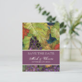 セーブ・ザ・デート案内秋ぶどう葉 案内ポストカード (スタンド正面)
