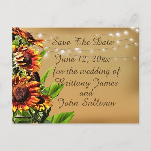 セーブ・ザ・デート案内、ひまわり ポストカード (正面)