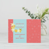 セーブ・ザ・デート案内{ビーチ結婚式テーマ} 招待状 (スタンド正面)