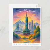 セーブ・ザ・デート案内 | 台北市台湾 ポストカード (正面/裏面)