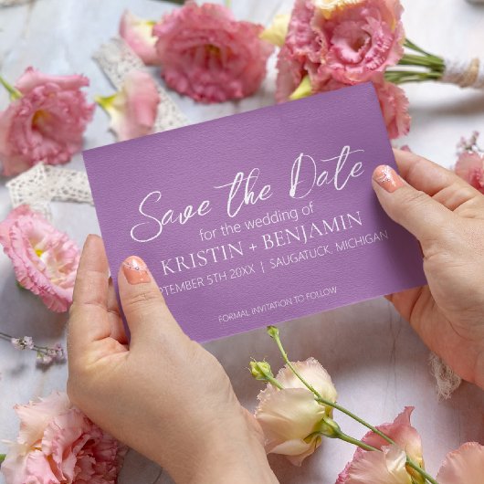 セーブ・ザ・デート案内（紫） 招待状