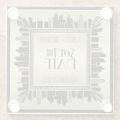 セーブ·ザ·デート·アールデコ·シャンパン·金ゴールド·ギャツビー·グラム ガラスコースター (裏面)