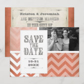 セーブ・ザ・デート - オンブレ チェvron ストライプ ジグザグ フォト 招待状 (正面/裏面)