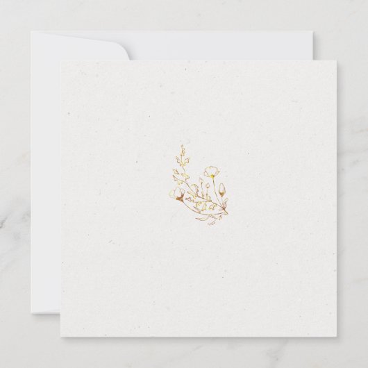 セーブ・ザ・デート ゴールデン アウトライン フラワーズ スクエア 招待状 (裏面)