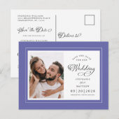 セーブ・ザ・デート・フォト・エヴリー・ブルーのエレガントな結婚式 案内ポストカード (正面/裏面)