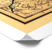 セーボード&ローリー鉄道の地図1874 ポスター (角)