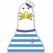 セーラおもしろいー・カモメの鳥食べのフライフランスのズ シール (正面)