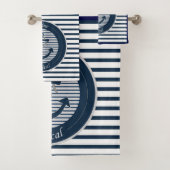 セーラストライプーいかりとロープを白い背景 バスタオルセット (インサイチュ)