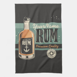 セーラパーソナライズされたラム酒ボトルレトロ標識 キッチンタオル