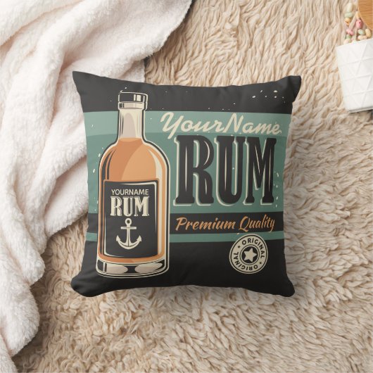 セーラパーソナライズされたラム酒ボトルレトロ標識 クッション (ブランケット)