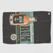 セーラパーソナライズされたラム酒ボトルレトロ標識 ゴルフタオル (横)