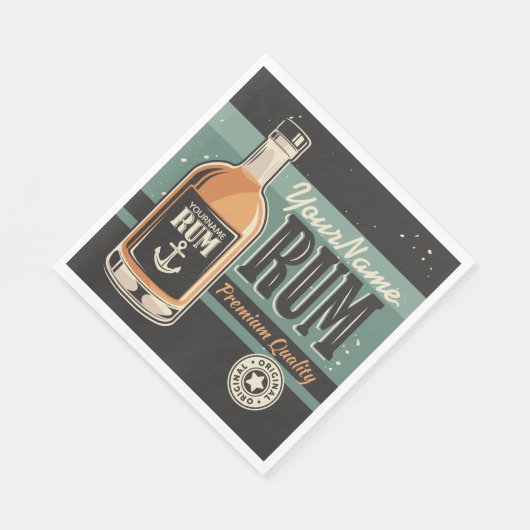セーラパーソナライズされたラム酒ボトルレトロ標識 スタンダードランチョンナプキン (角)