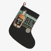 セーラパーソナライズされたラム酒ボトルレトロ標識 ラージクリスマスストッキング (正面 (吊り時))