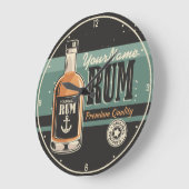 セーラパーソナライズされたラム酒ボトルレトロ標識 ラージ壁時計 (傾斜)