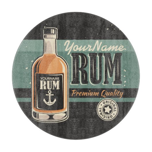 セーラパーソナライズされたーラム酒ボトルレトロ標識  カッティングボード (正面)