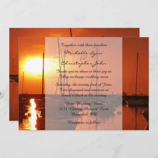 セーラボーツアットサンセットビーチ結婚式招待状 招待状 (正面/裏面)